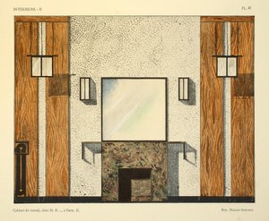Cabinet de travail II, chez M. R..., a Paris, illusztráció Leon Moussinac "Interieurs" című művéből, pub. Albert Levy, 1924-26.